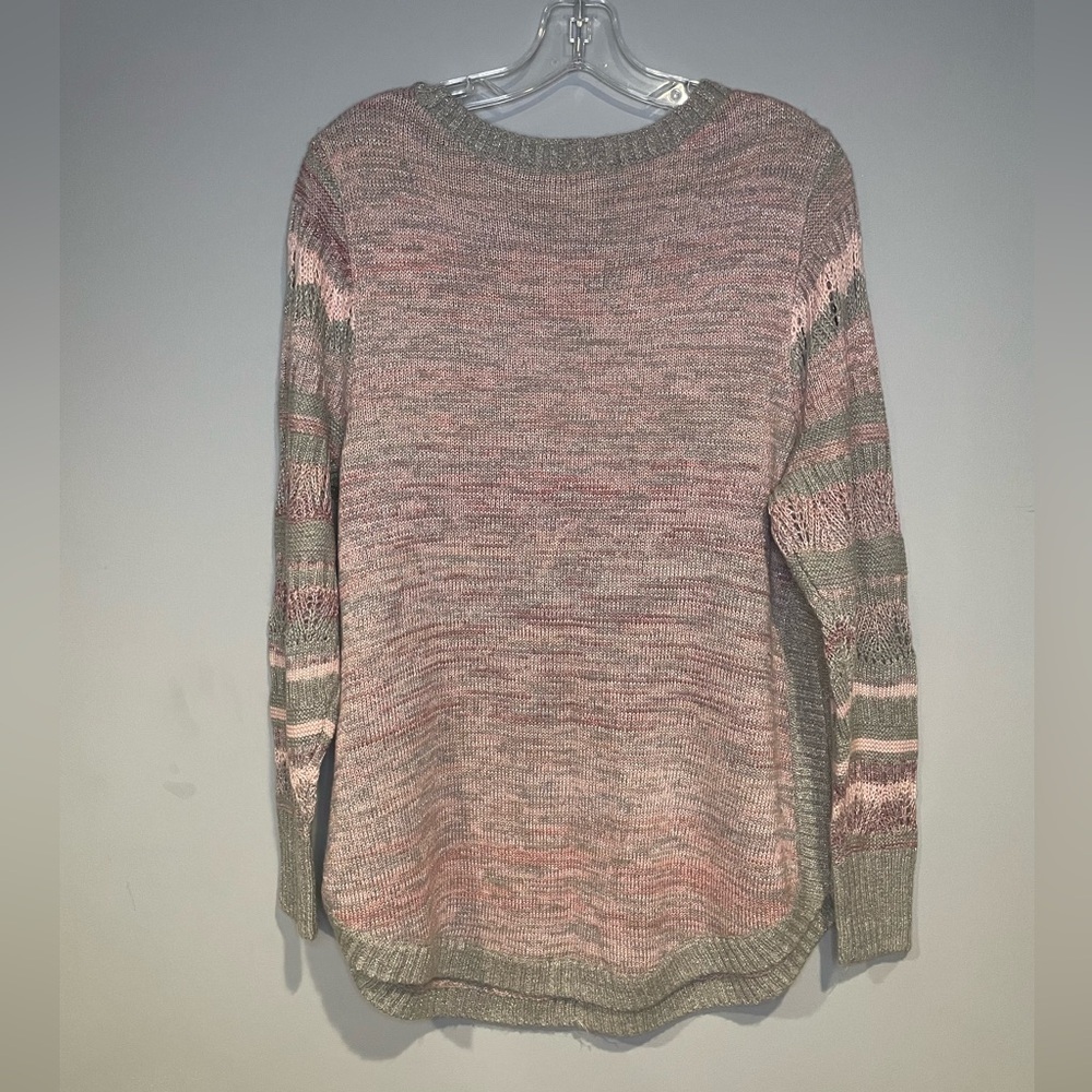 Womens Christopher & Banks Size 14w Pink Gray Sweater Pull Over Casual Office — image 2 of 7